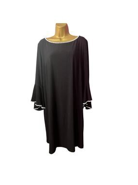 MSK Rhinestone Bell Sleeve Black Stretch Dress 2X Plus Size LBD Cocktail Formal